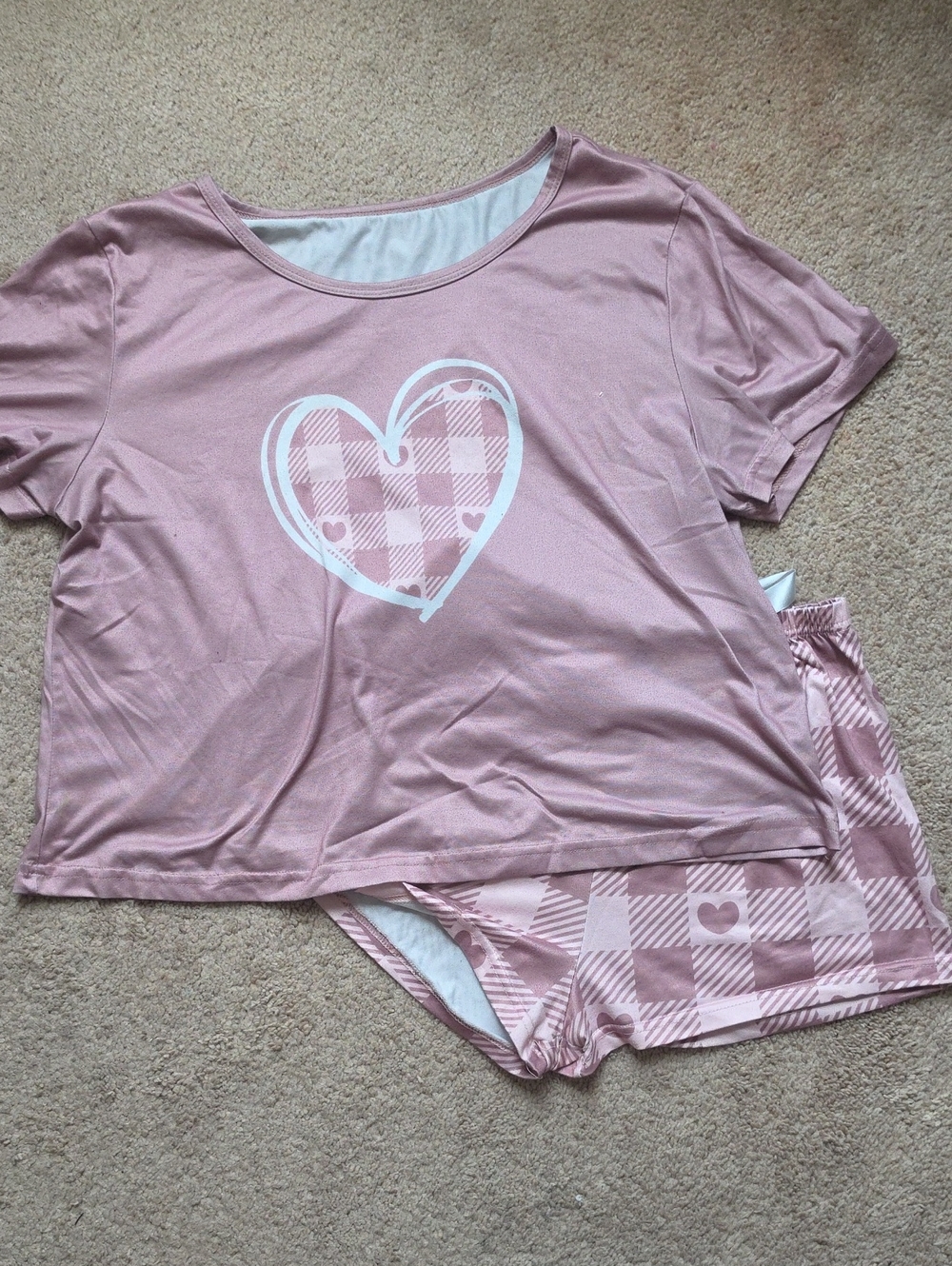 Girls Pink Heart-Print Short Sleep Set